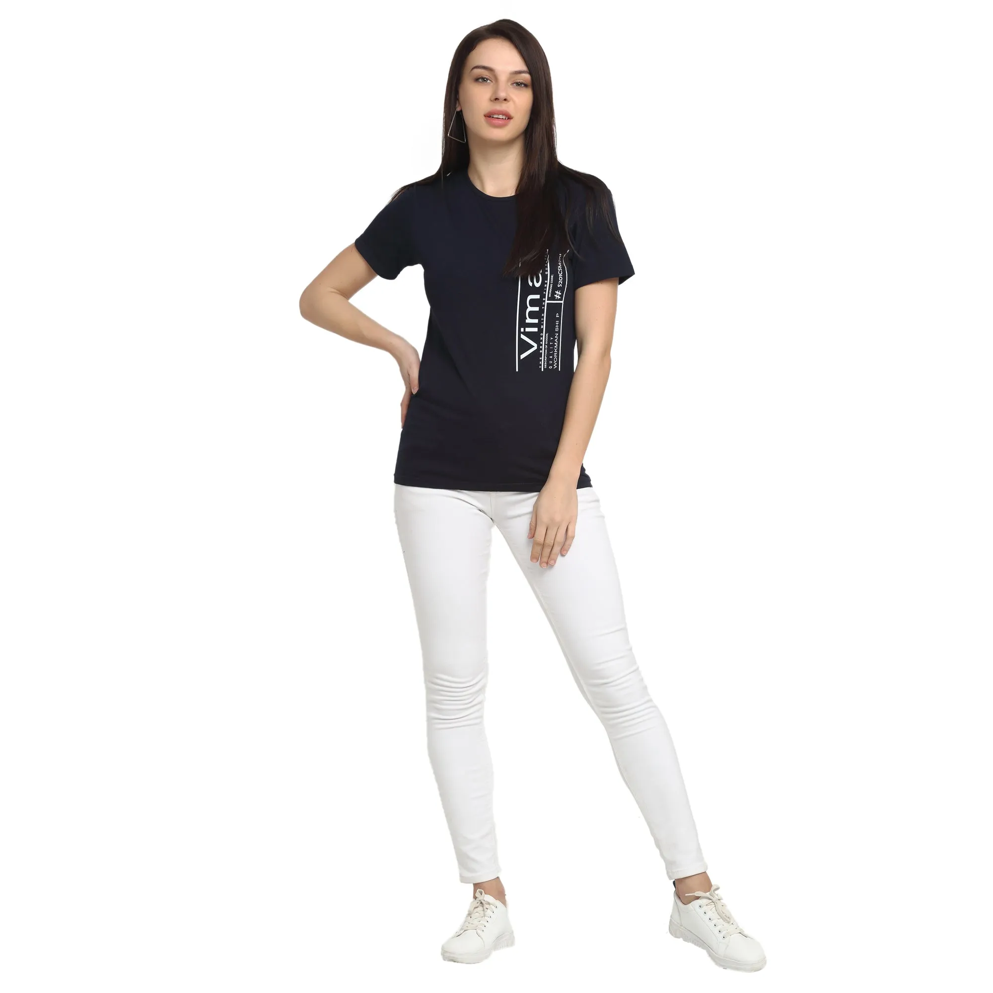 Vimal Jonney Grey Half Sleeve T-shirt For Women's