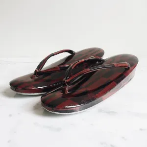 Vintage Burgundy Checkers Zori Slippers