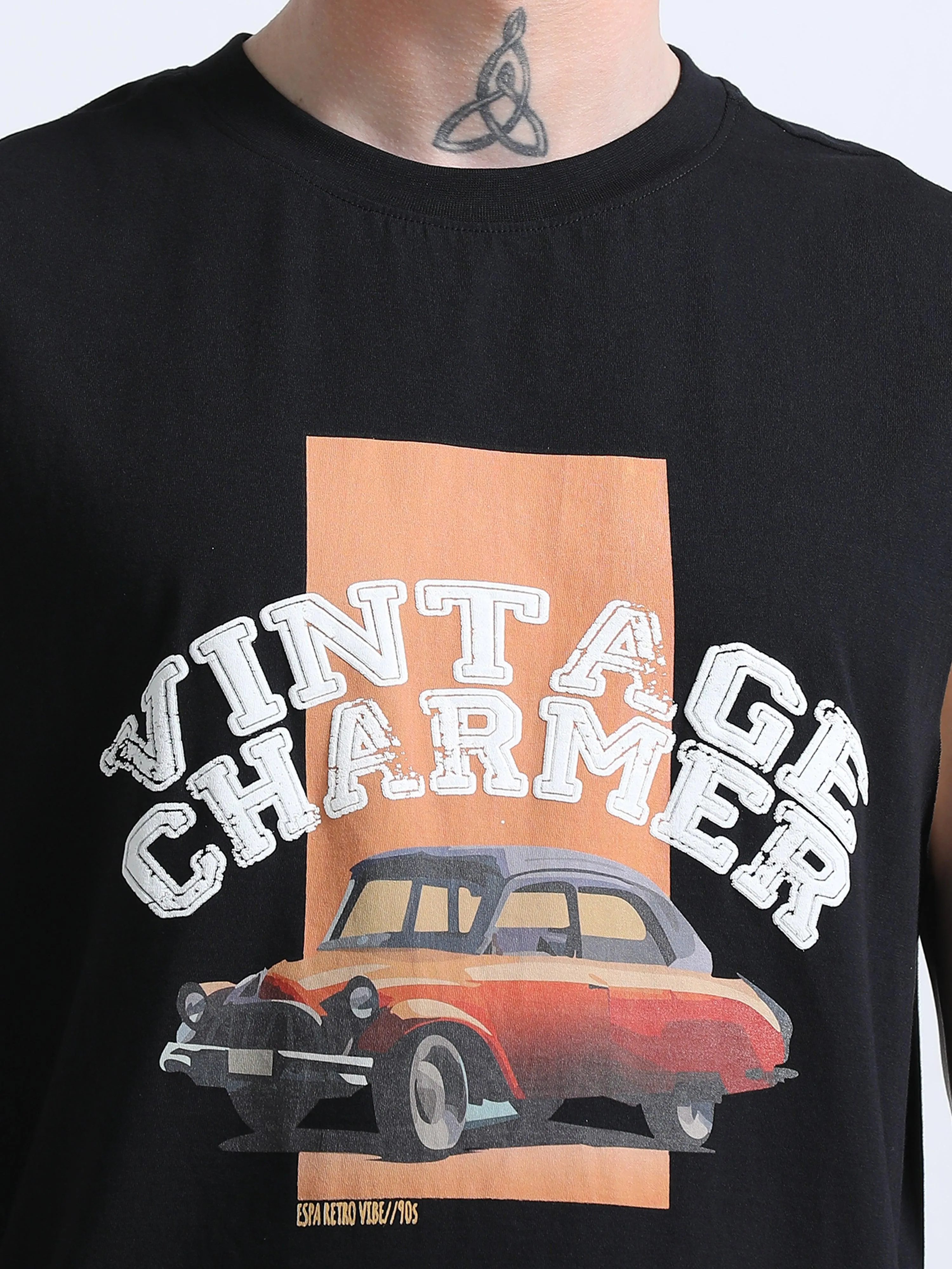 Vintage Charmer Sleeveless T-Shirt - Black