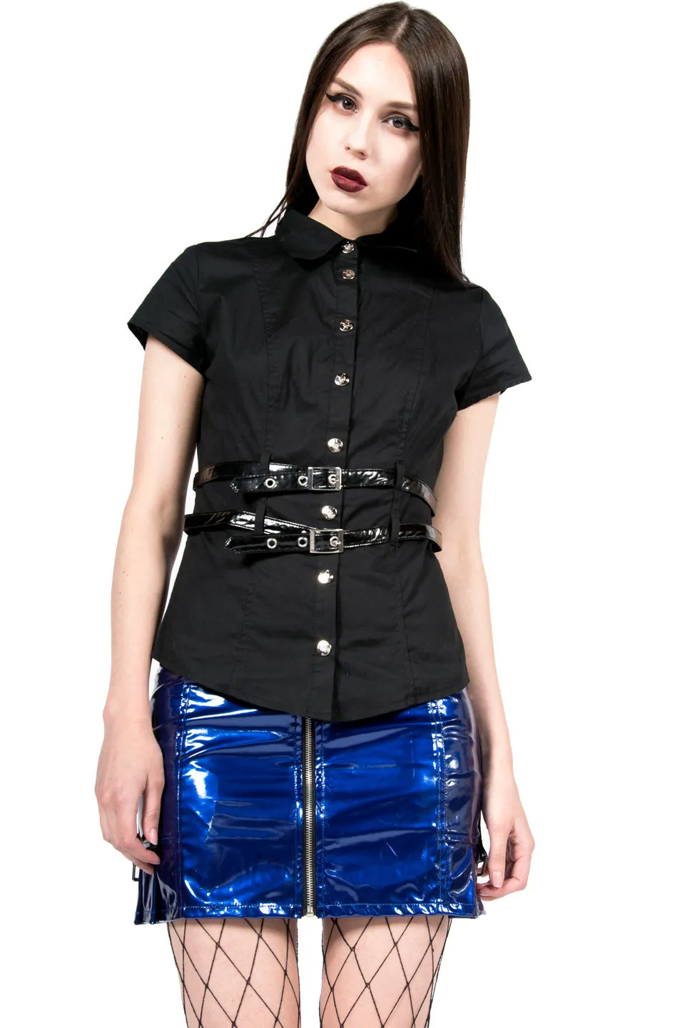 Vintage Cyber Goth Belt Shirt