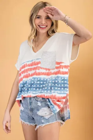VINTAGE FLAG PRINT LOOSE FIT TOP