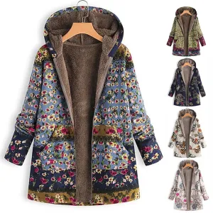 Vintage Floral Chic Hooded Jacket