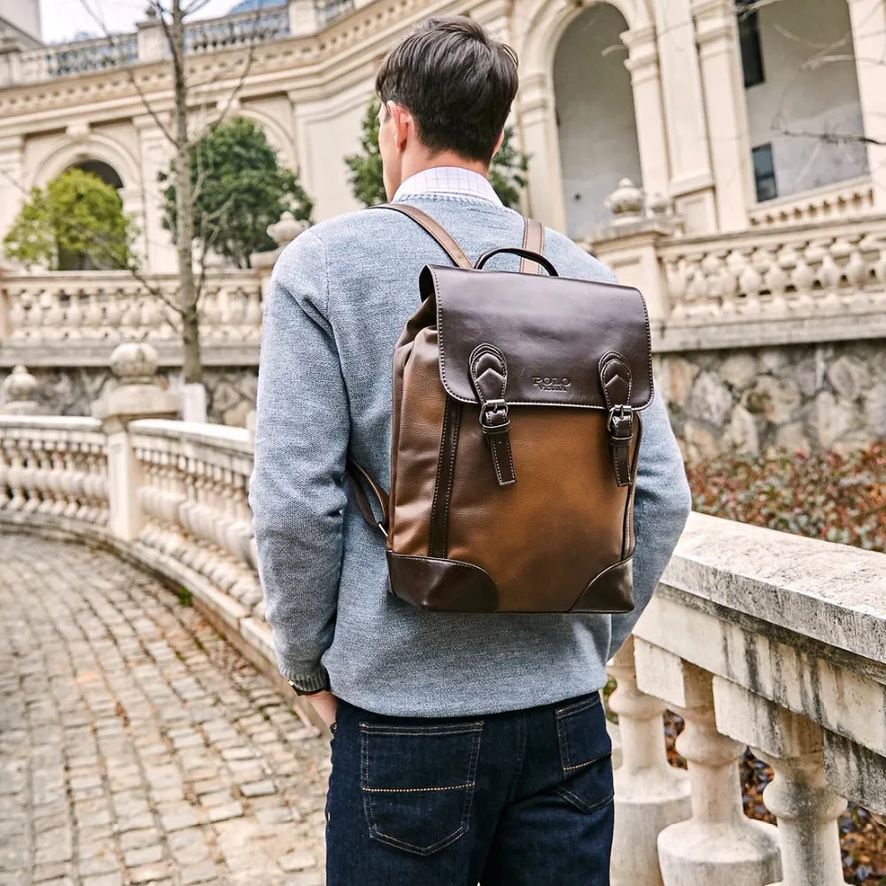 Vintage Gradient Brown Leather Backpack