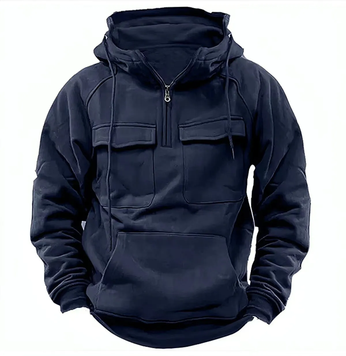 VINTAGE HOODED ZIPPER WITH PLUSH AND THICKENED LOOSE FITTING SWEATER