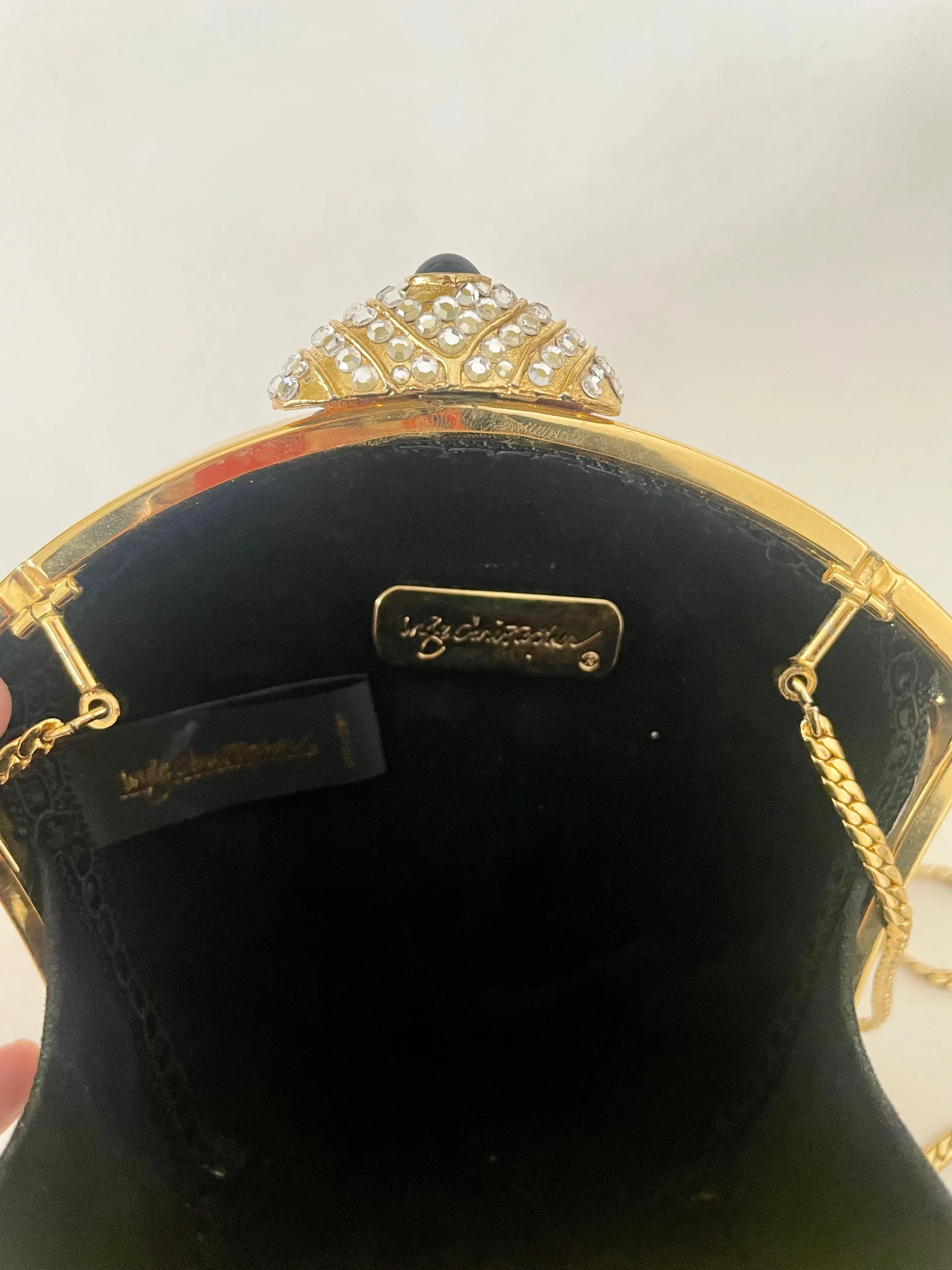 Vintage Inge Christopher embossed snakeskin leather cocktail purse with velvet lining (HT2507)