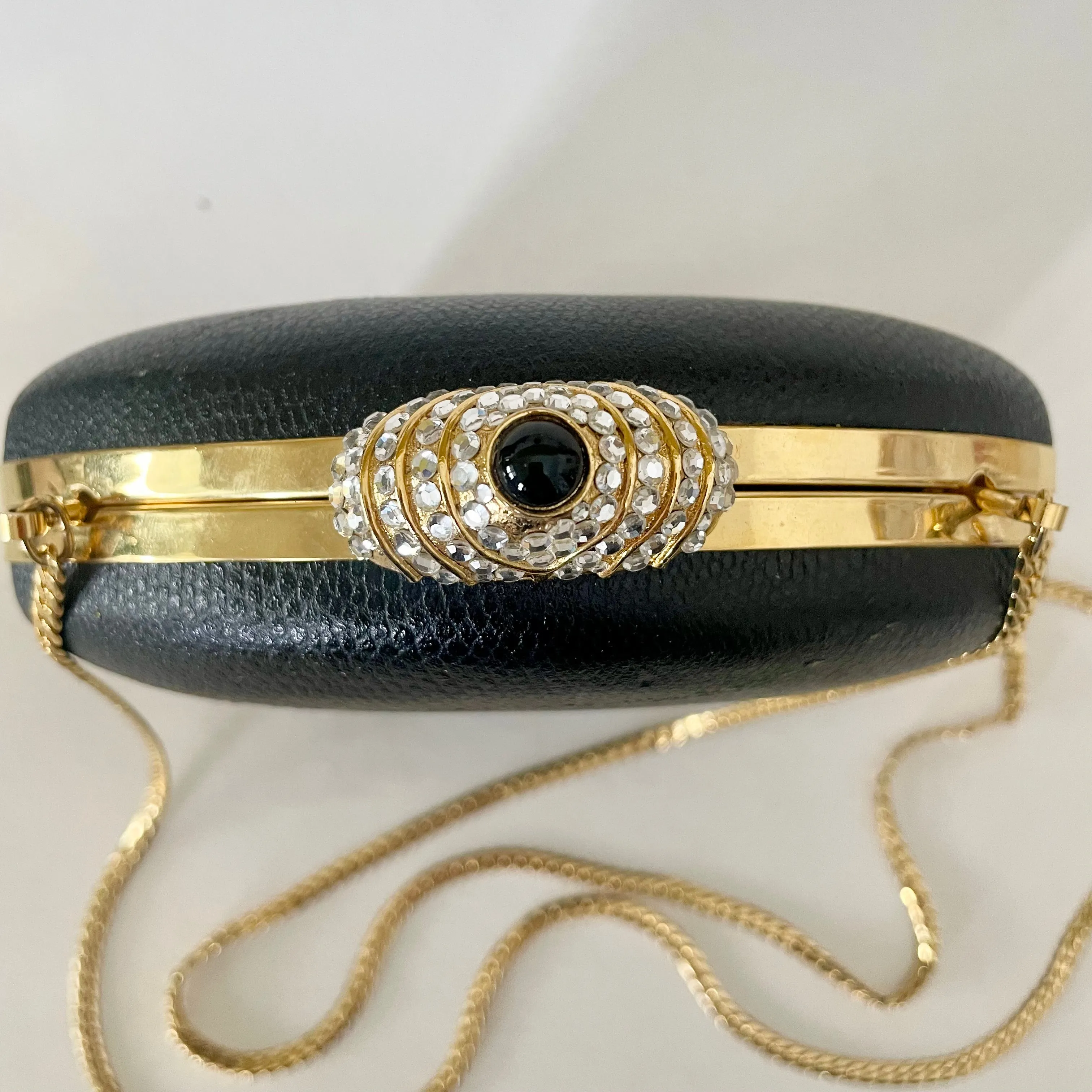 Vintage Inge Christopher embossed snakeskin leather cocktail purse with velvet lining (HT2507)