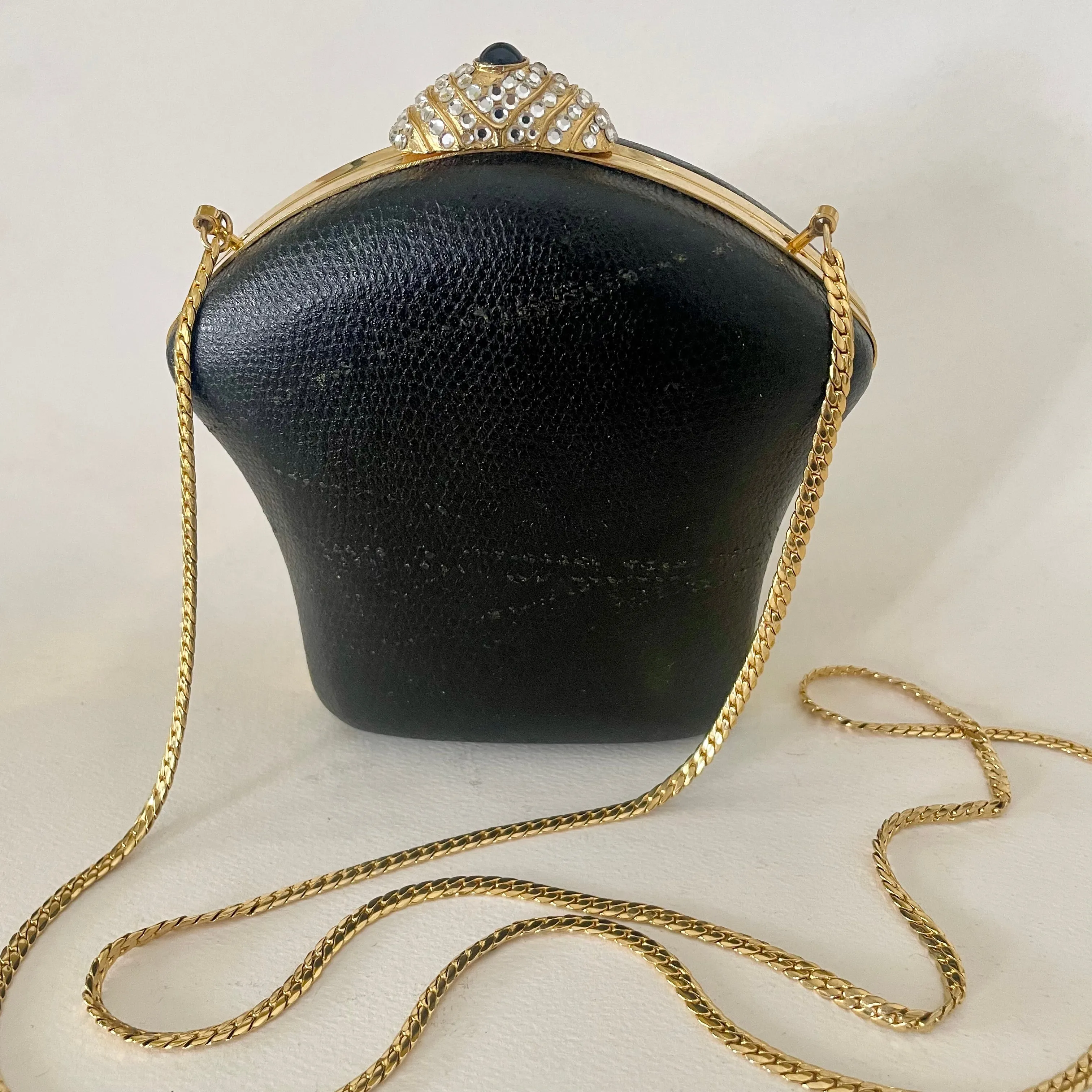Vintage Inge Christopher embossed snakeskin leather cocktail purse with velvet lining (HT2507)