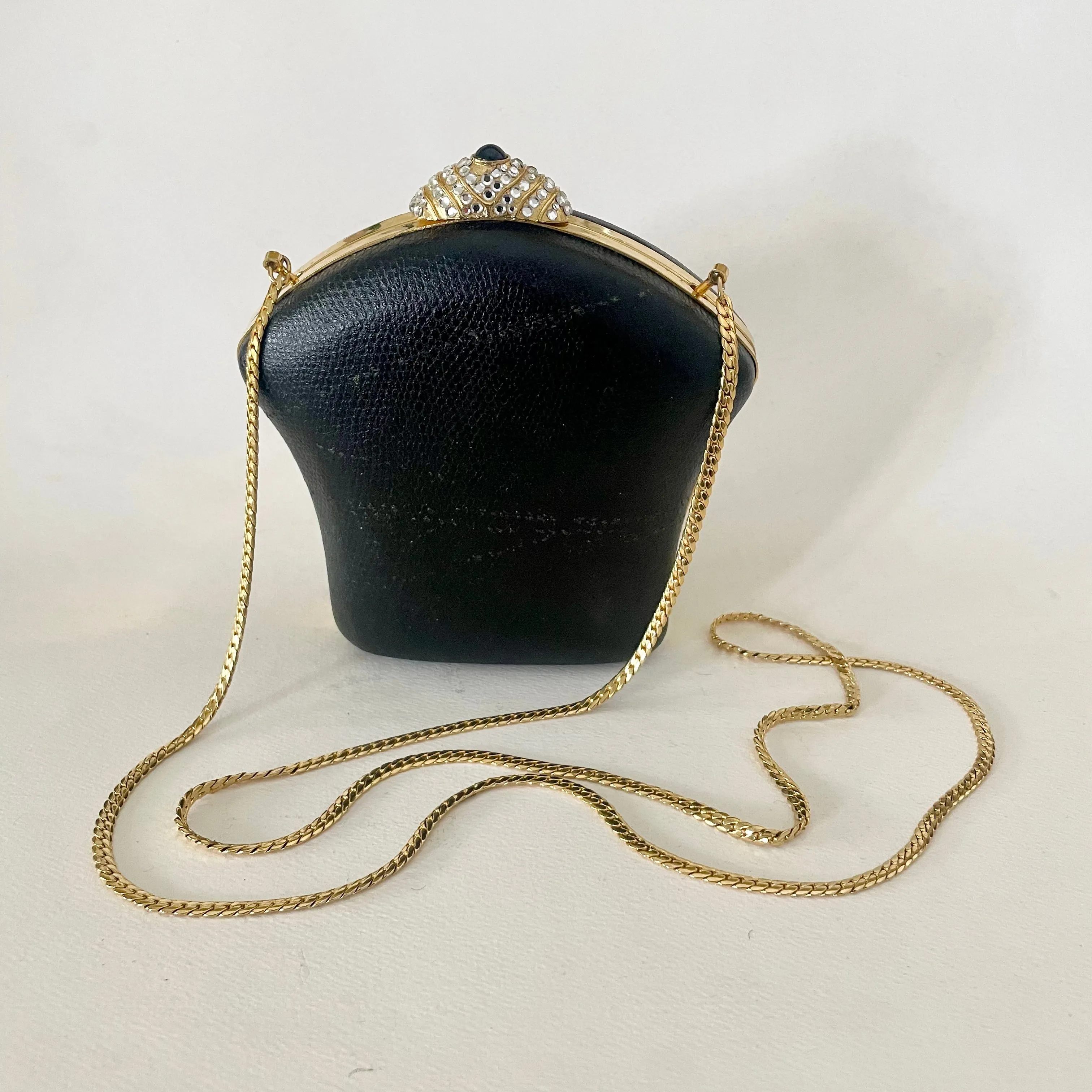 Vintage Inge Christopher embossed snakeskin leather cocktail purse with velvet lining (HT2507)