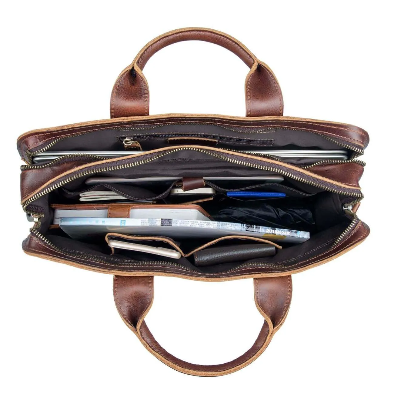 Vintage Leather Laptop Bag - Classic British Style