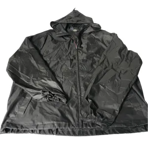 Vintage men black Decathlon full zip hooded polyester nylon rain coat 2XL|L31 W27|SKU 6536