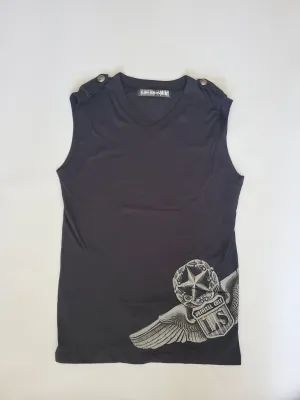 Vintage Men's Military V-neck Muscle Tee - size M