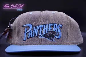 Vintage Modern Genuine Leather Carolina Panthers Plain Snapback Hat NFL