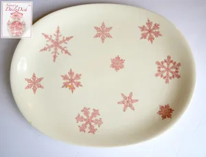 Vintage Pink Transferware Johnson Brothers Snow Crystals Snowflake Vegetable Serving Bowl