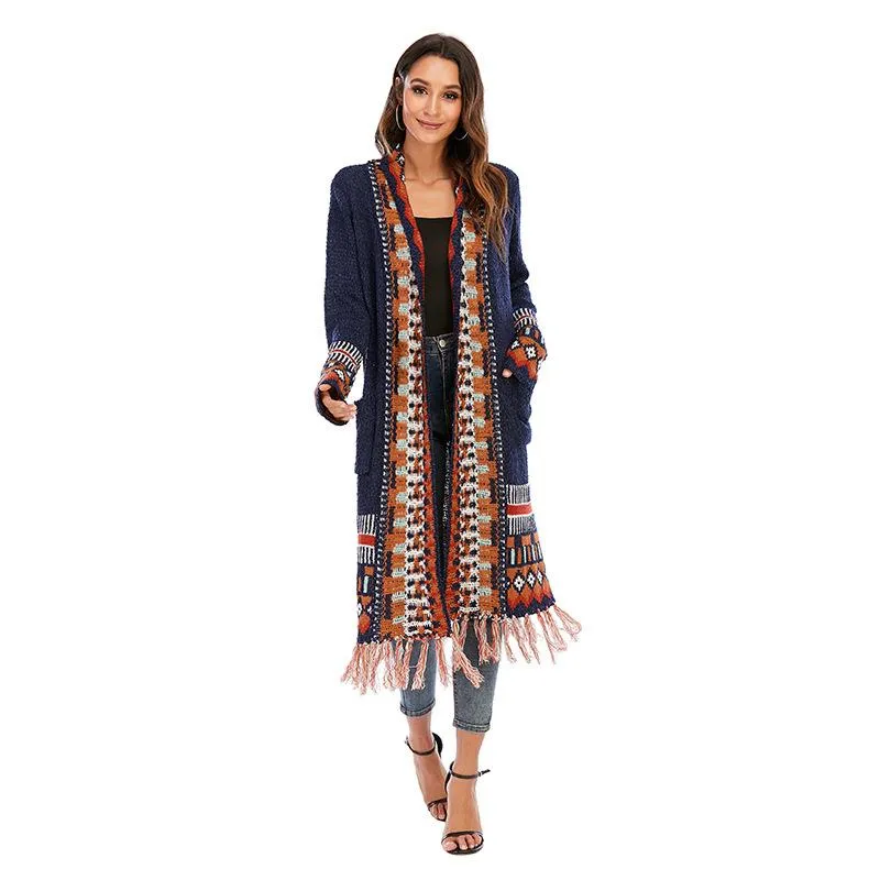 Vintage Tassel Long Sleeves Bohemian Knitting Sweaters