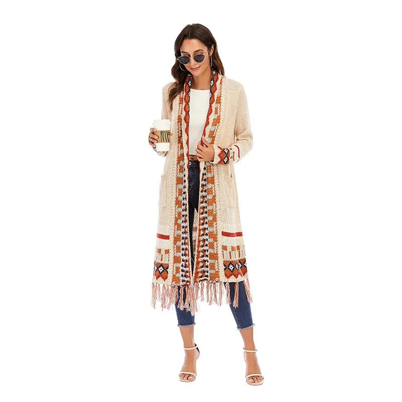 Vintage Tassel Long Sleeves Bohemian Knitting Sweaters