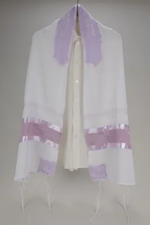 Violet Floral Decorated Prayer Shawl Tallit for Women, Bat Mitzvah Tallit, Tallit for Girl, Tallit for Women