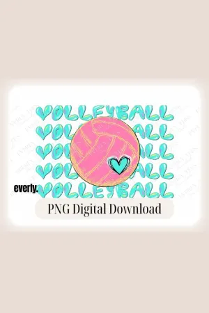 Volleyball Bright Bubble Letter Design PNG Download