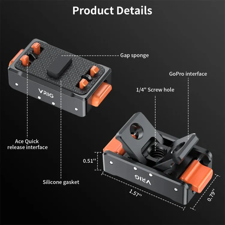 VRIG Magnetic Quick Release Adapter for Action Camera , Spec: Base Top Cover Kit