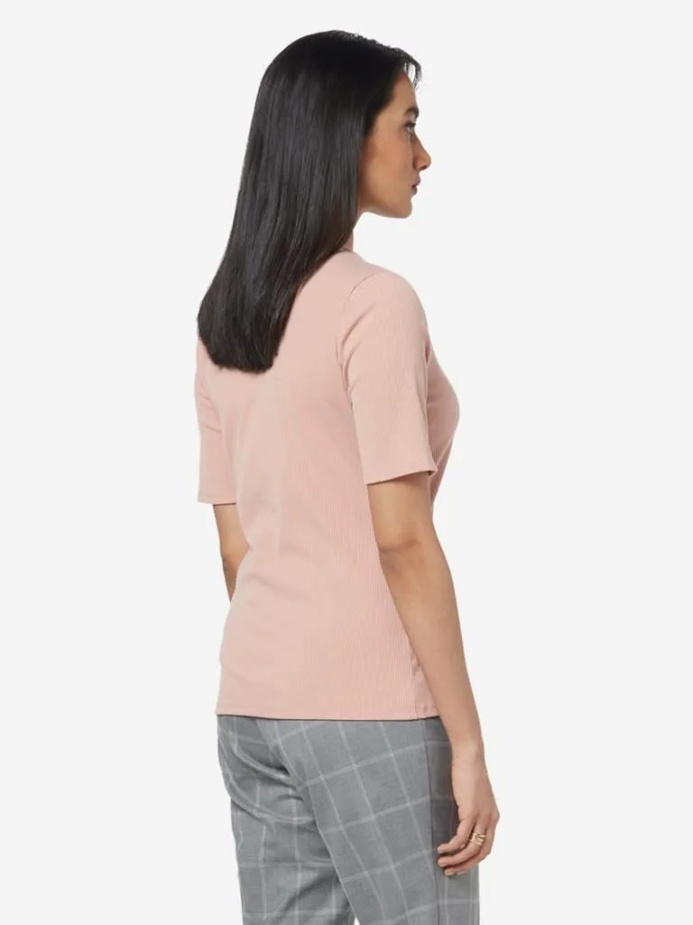Wardrobe Dusty Pink Nexa Ribbed Top
