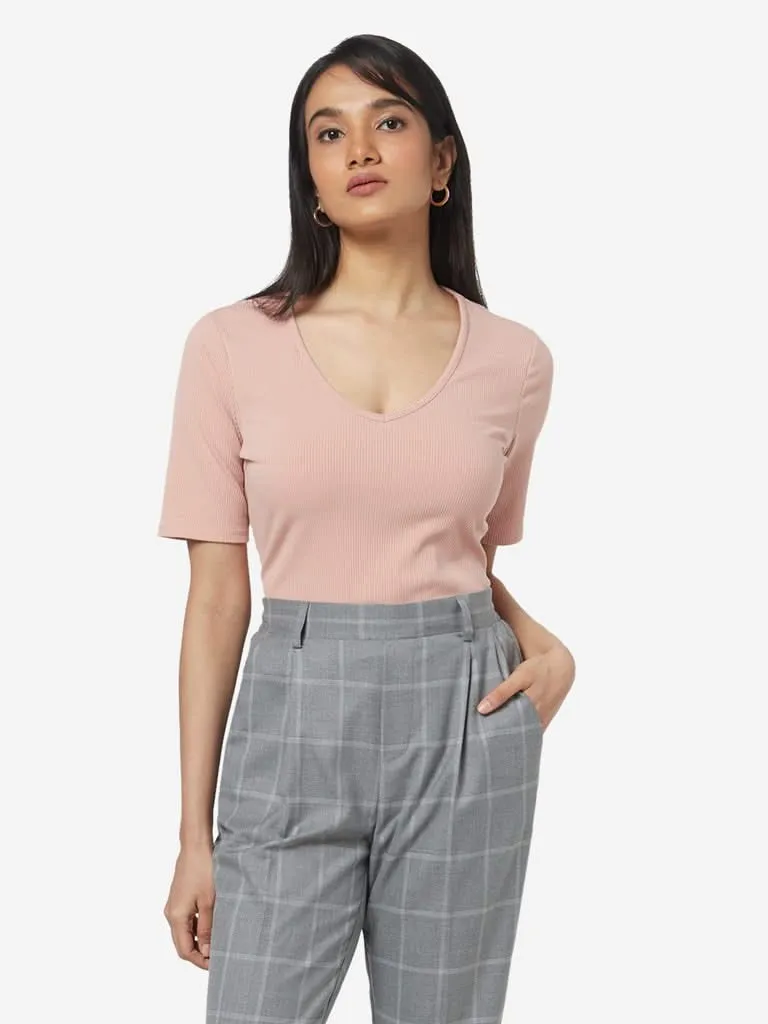 Wardrobe Dusty Pink Nexa Ribbed Top
