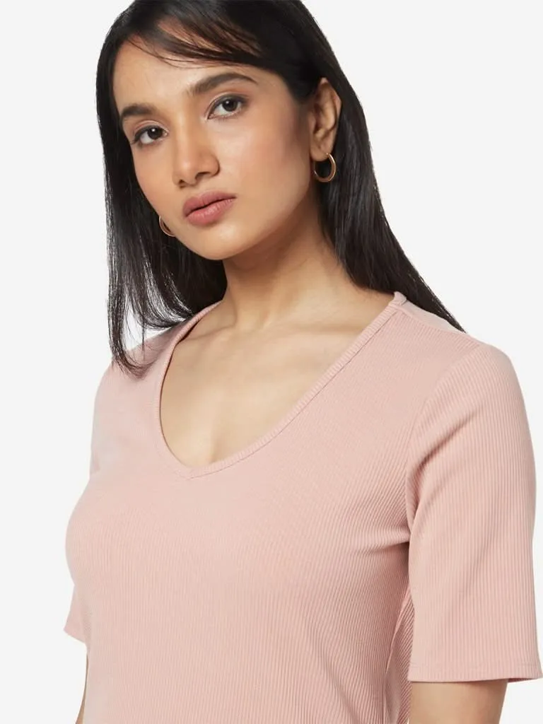 Wardrobe Dusty Pink Nexa Ribbed Top