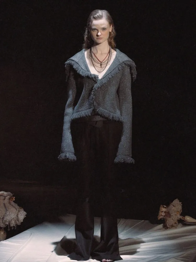 Warm Fringe Woolen Knit Jacket【s0000006452】