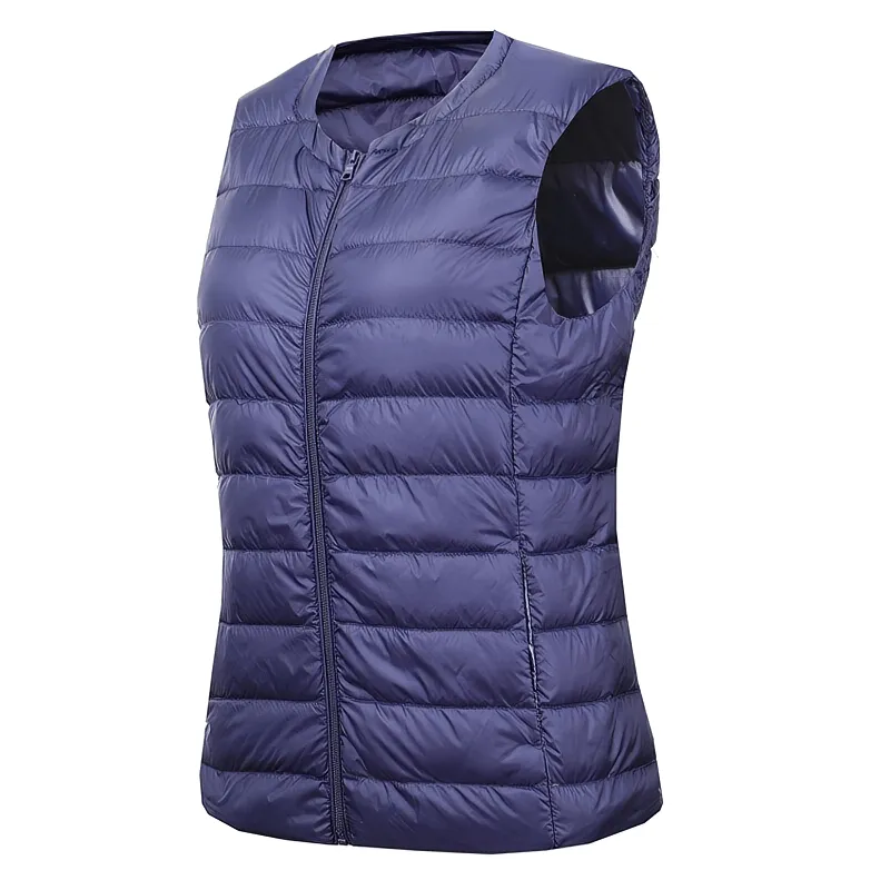 Warm Solid Women's Vest with Pockets / Oversize Ultra Light Female Outwear - SF0090