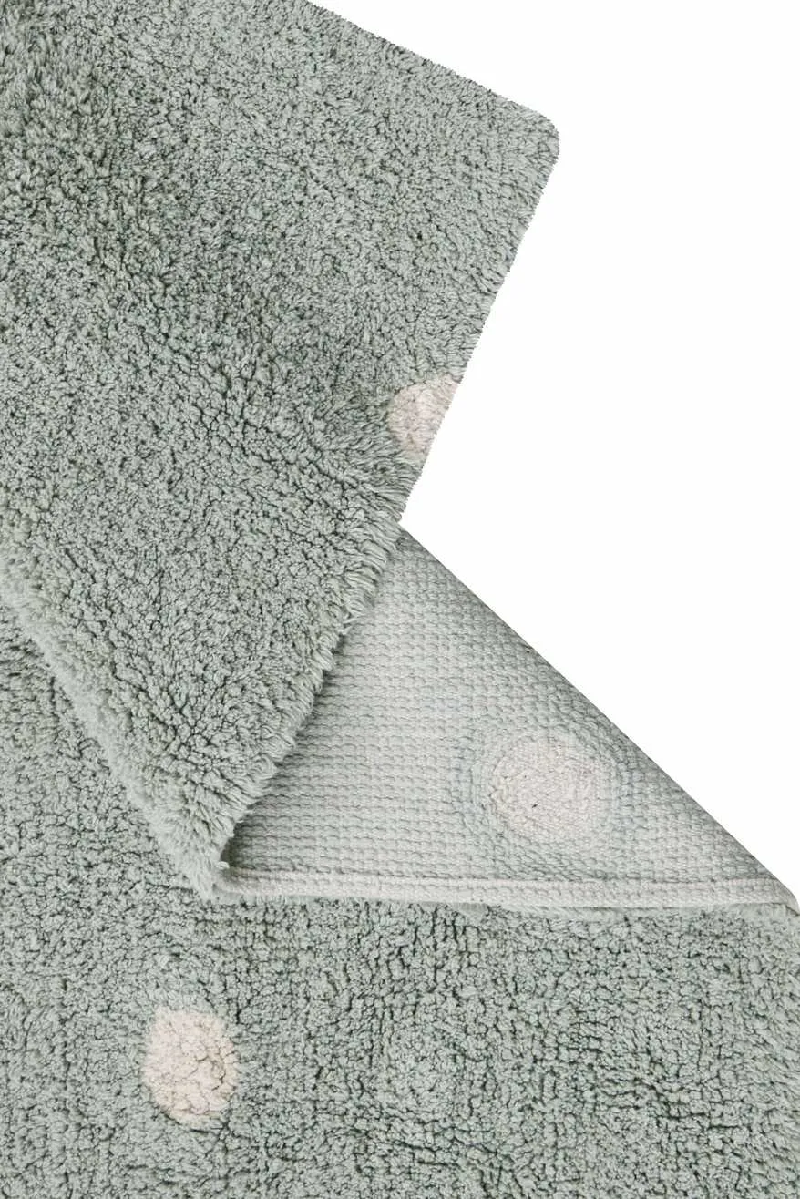 Washable cotton rug "Mini Dot Blue Sage"