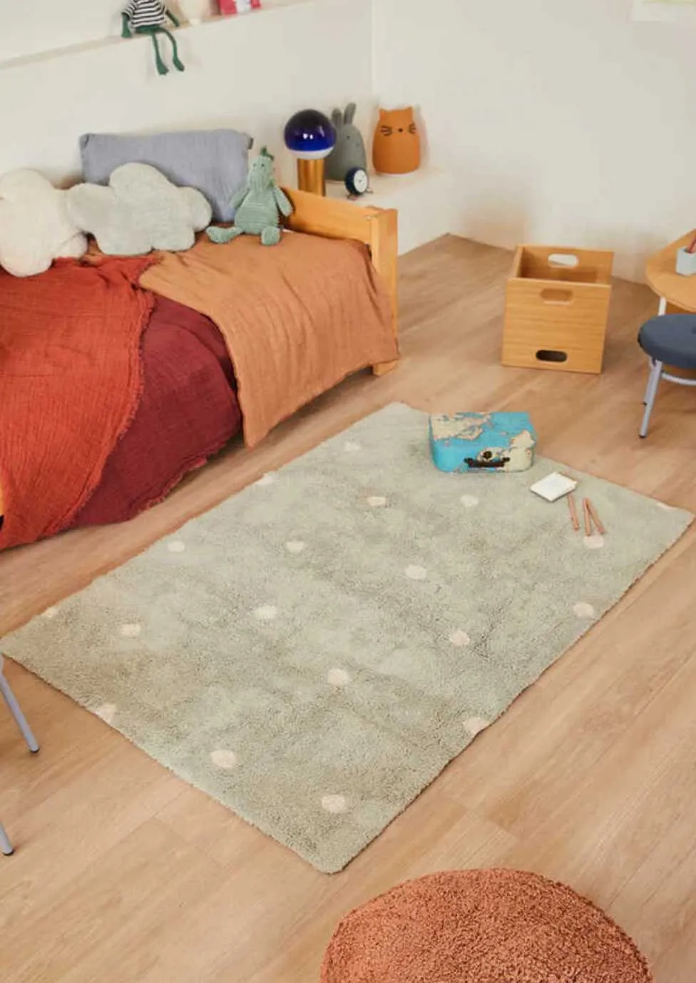 Washable cotton rug "Mini Dot Blue Sage"