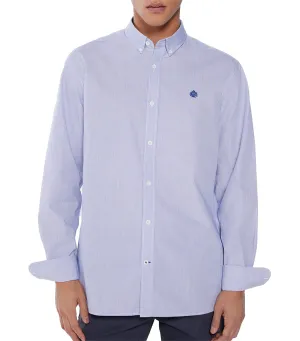 Washed Striped Polo Shirt Dark Blue
