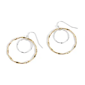 Wavy Double Hoop Earrings - Mixed Metal
