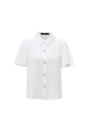 Wavy Sleeves Shirt Collar Blouse