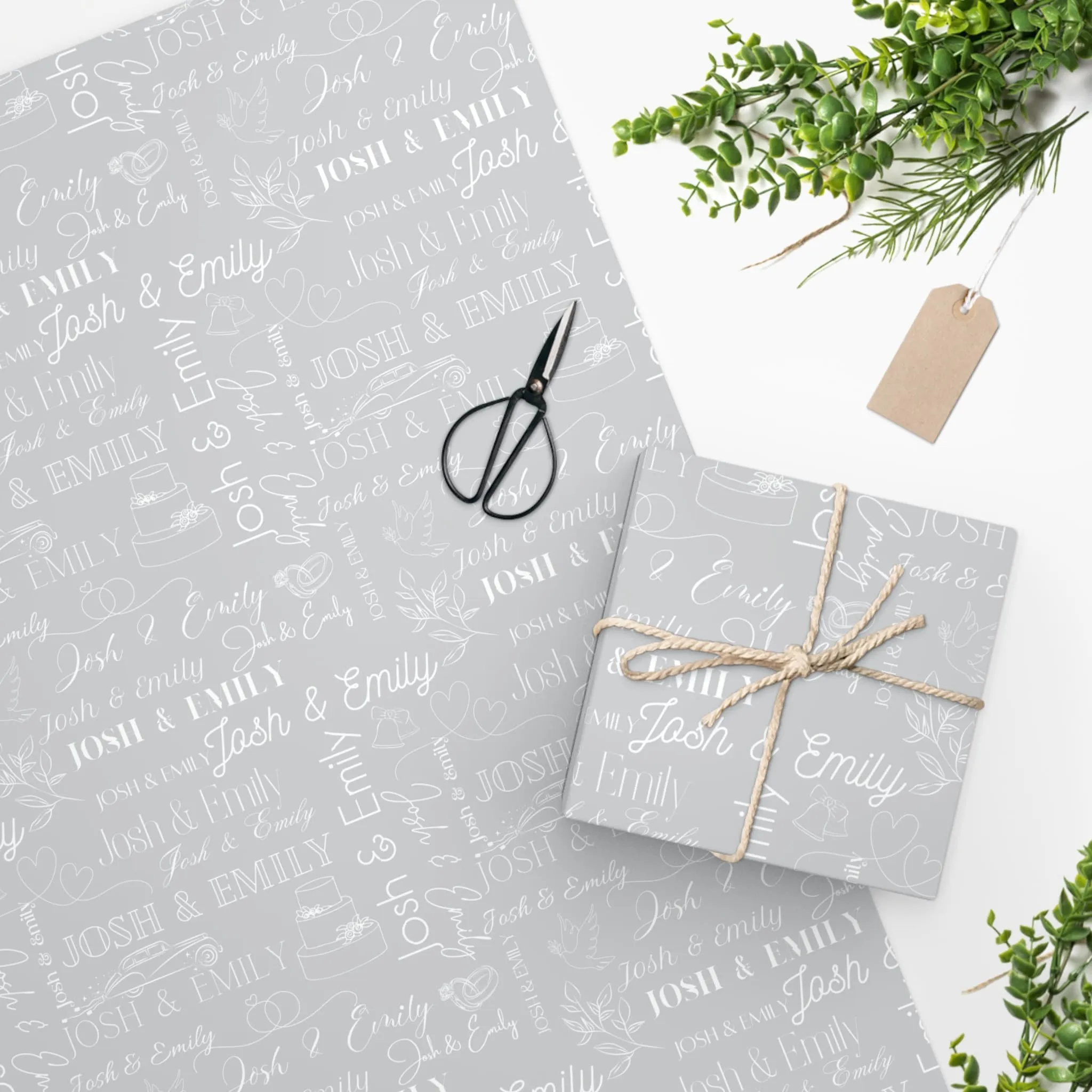 Wedding Wrapping Paper - Personalized Collage Bride and Groom Collage Custom Gift Wrap