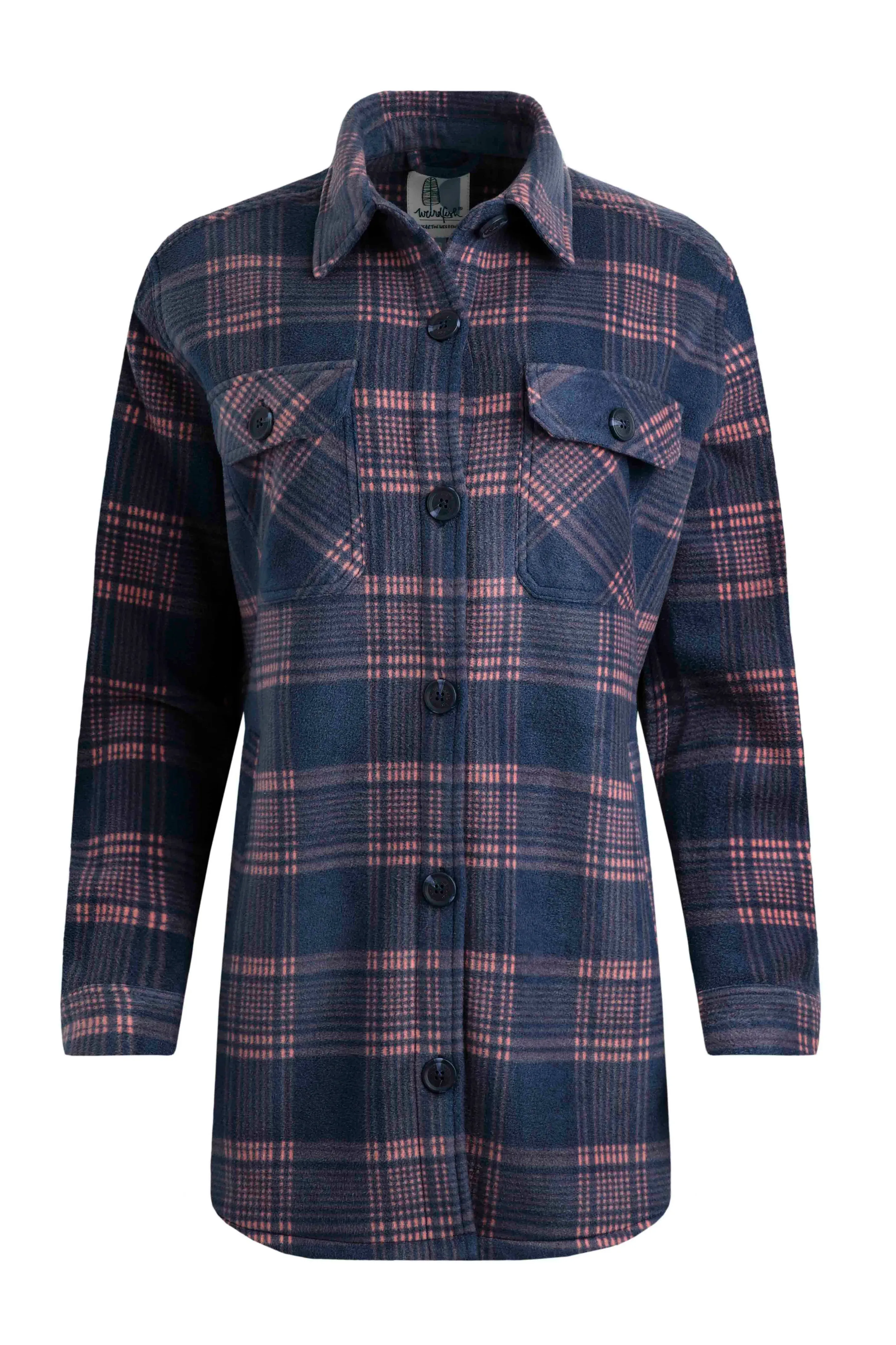 Weird Fish 18 Blue Oversized Checked Fleece Shacket