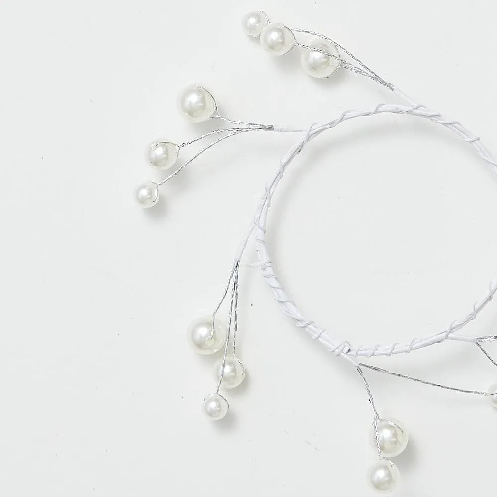 White Beaded Candle Wreath