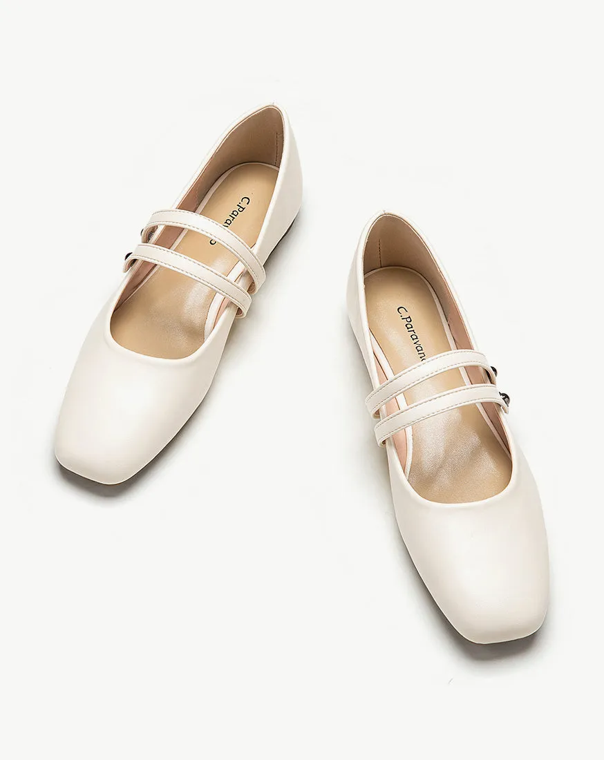 White Double Strap Mary Jane