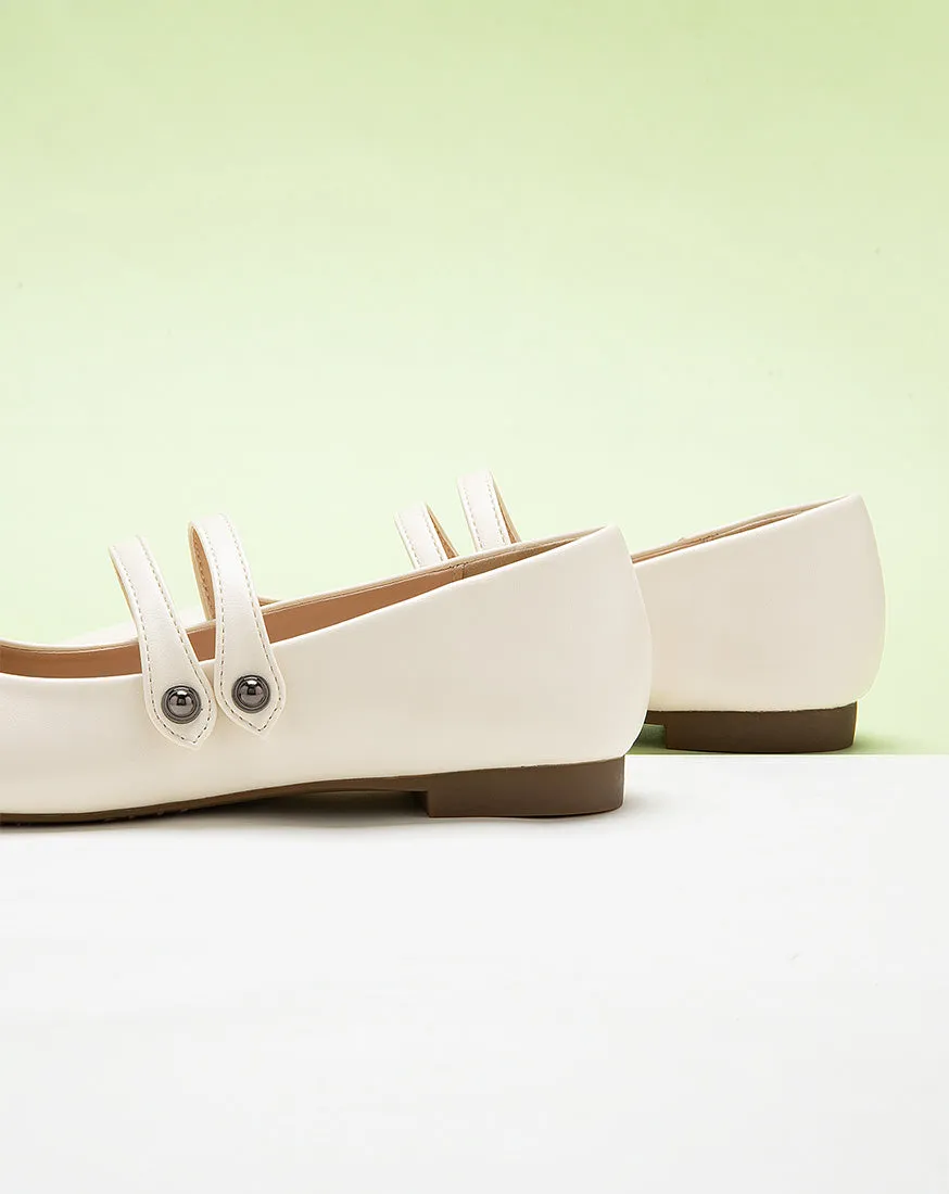 White Double Strap Mary Jane