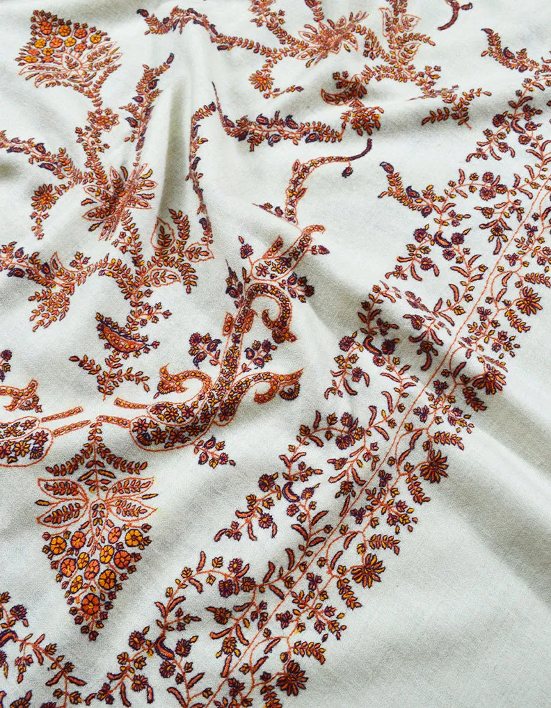 White Embroidery Pashmina Shawl 7725