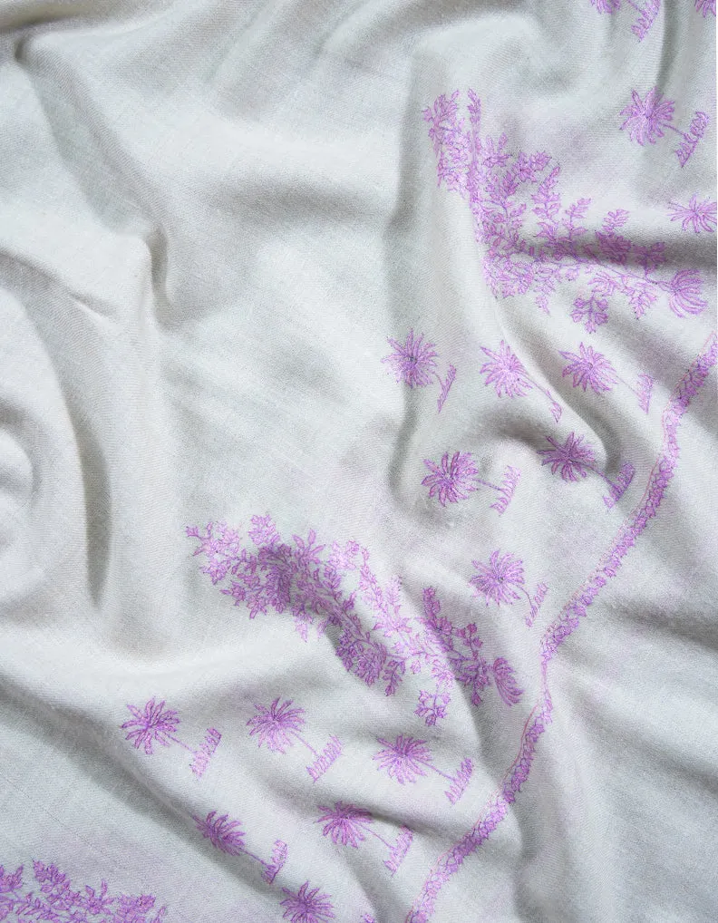 white embroidery pashmina shawl 8740