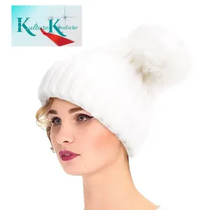 White Fur Snow Bunny Hat