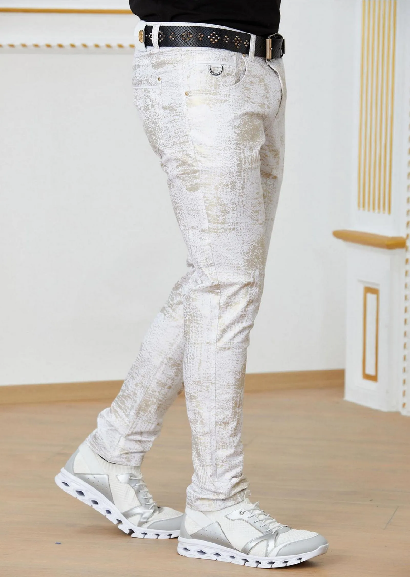 White Gold Foil Stretchy Pants