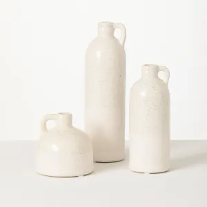 White Handled Ceramic Bottle Vase