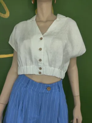 White linen crop top Havasu