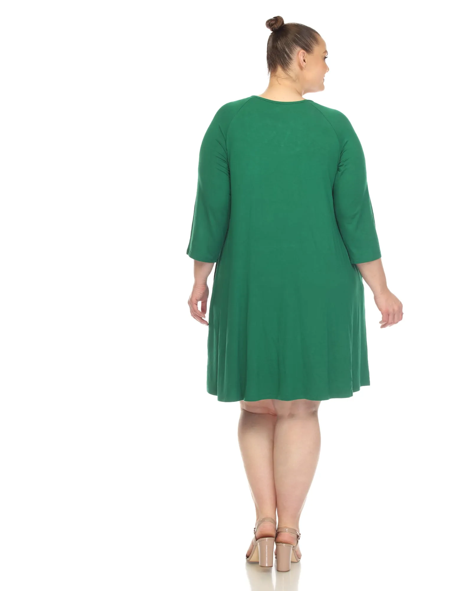 White Mark Women's  Criss Cross Neckline Swing Midi Dress | Green