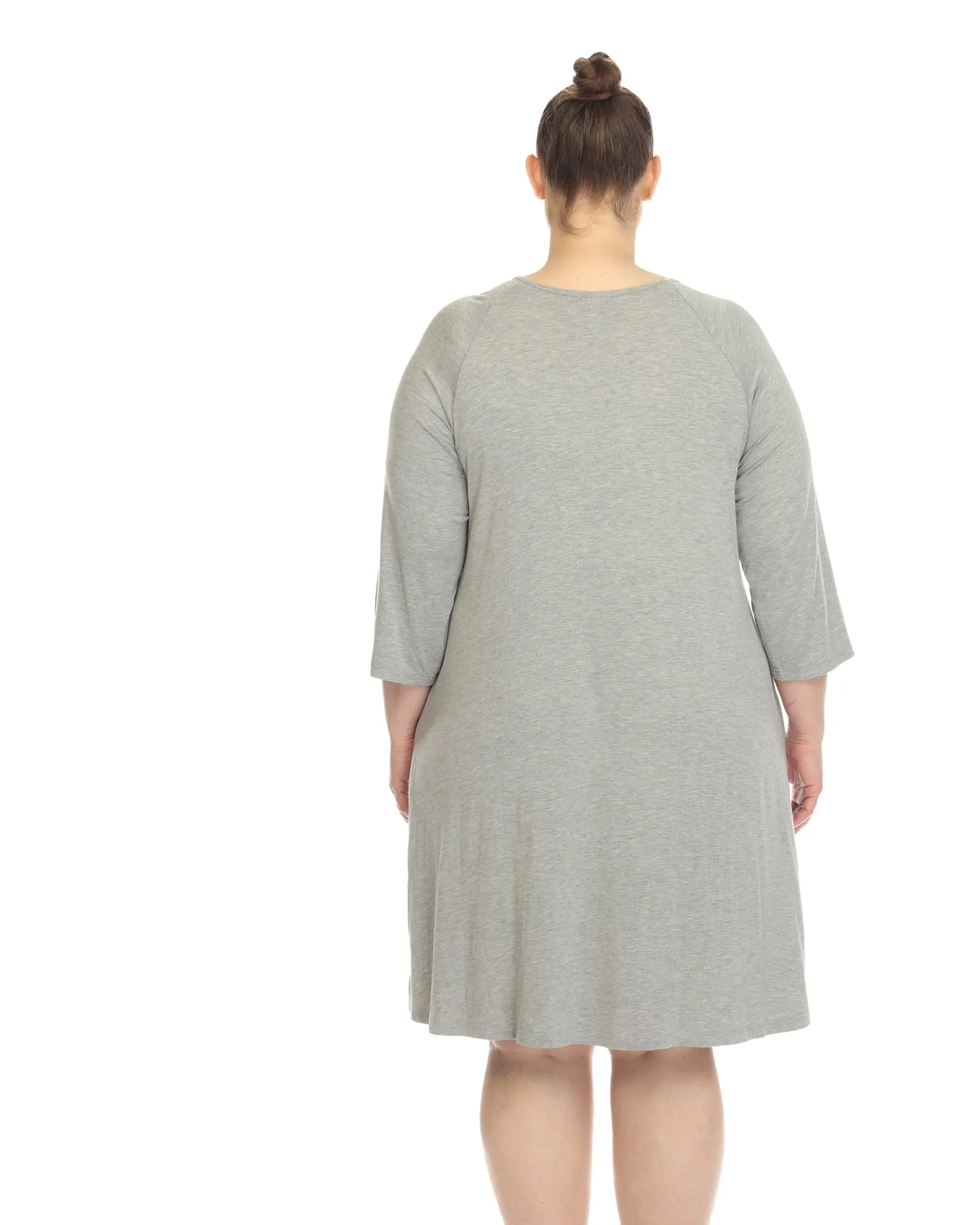 White Mark Women's  Criss Cross Neckline Swing Midi Dress | Heather Grey