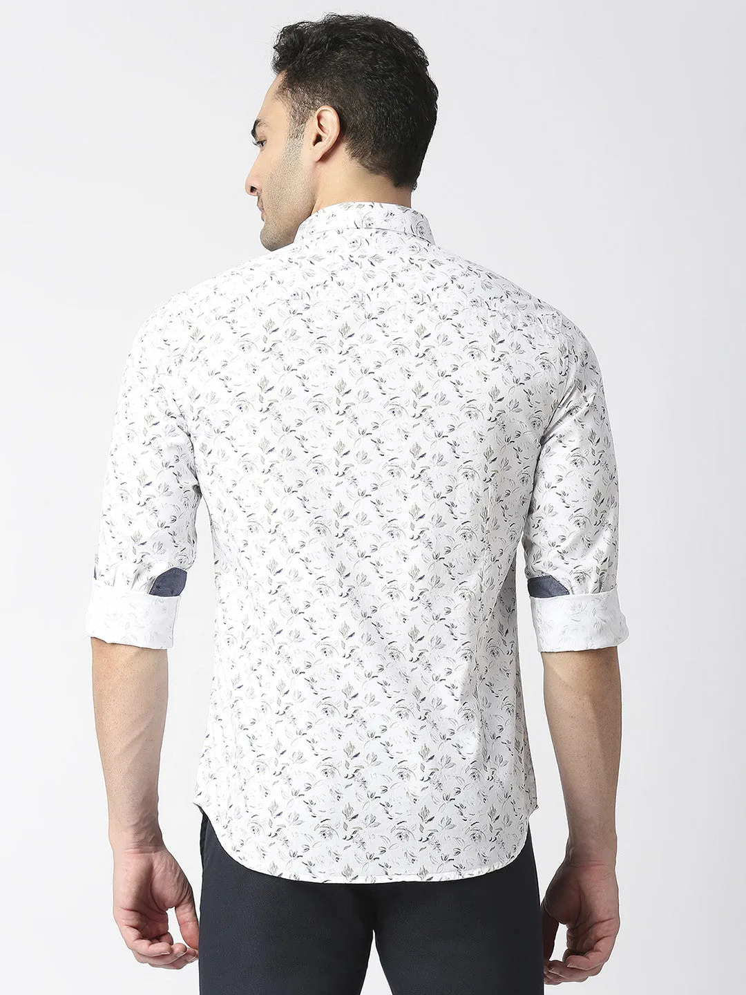 White Premium Cotton Twill Printed shirt