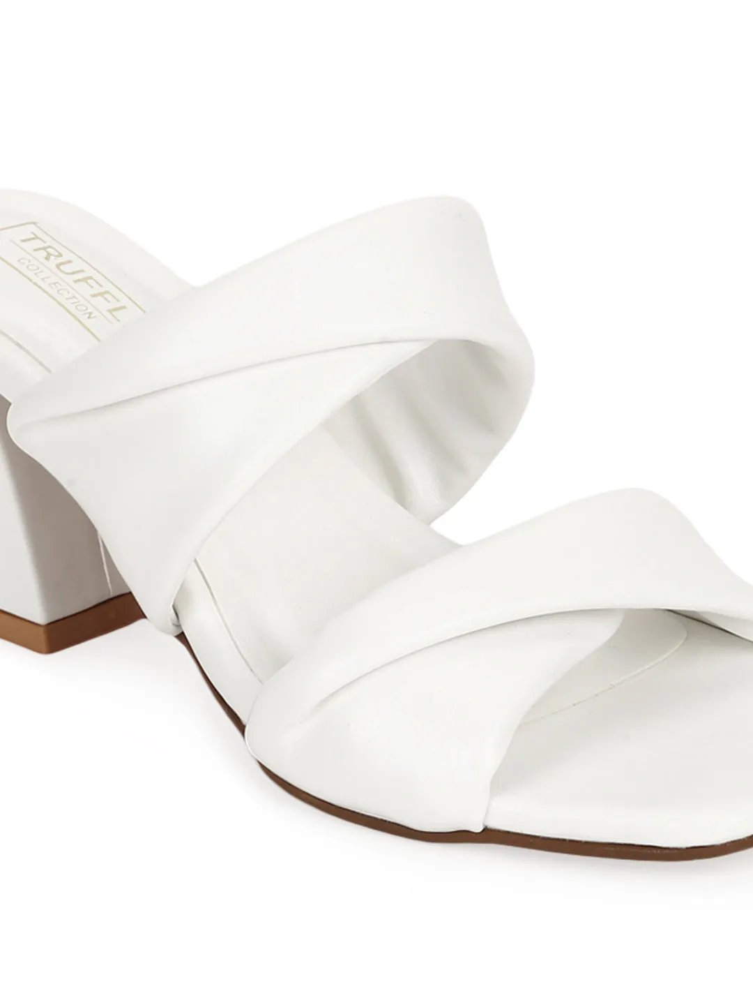 White PU Quilted Strap Block Heel Mules (TC-SLC-R-521-WHT)
