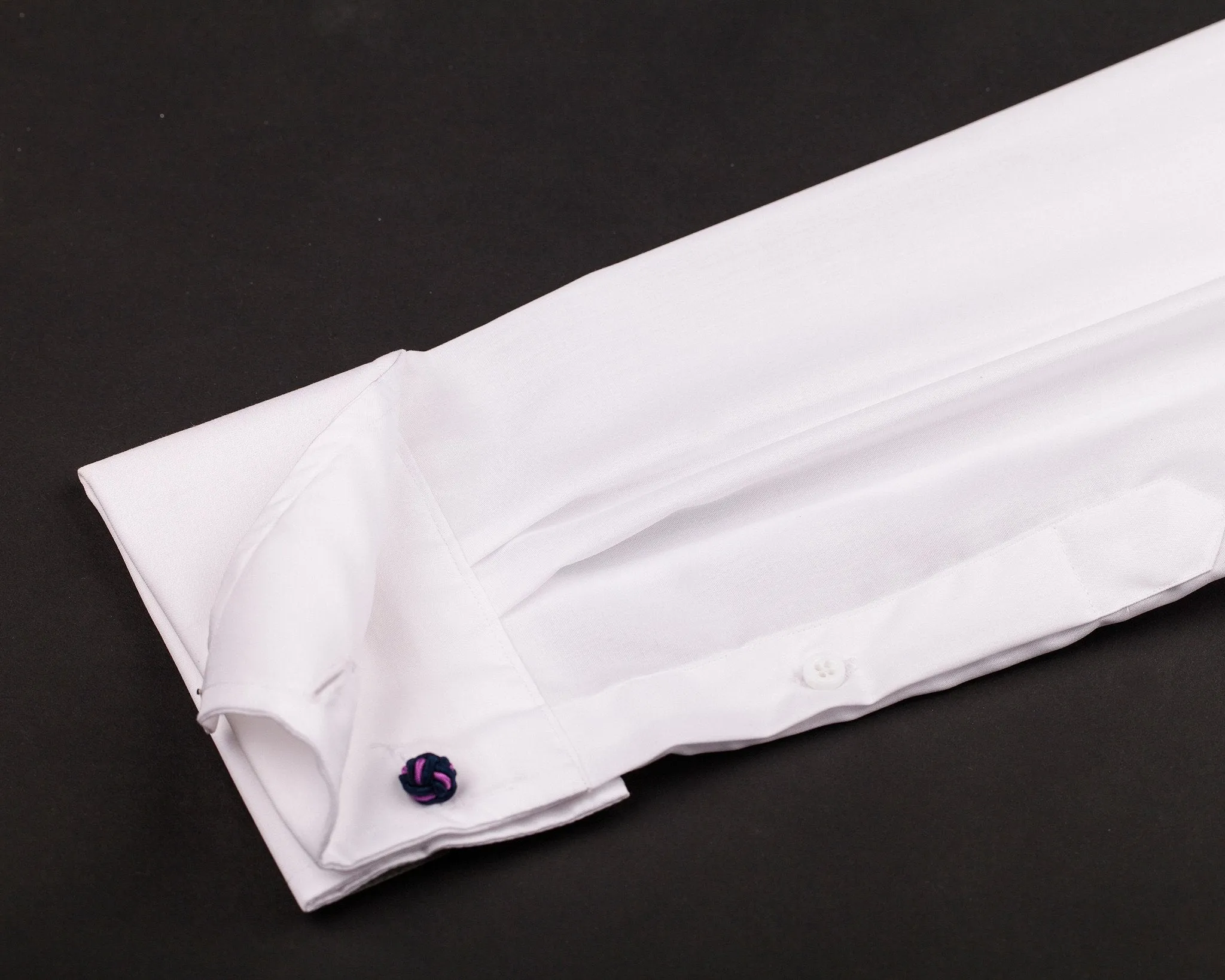 White Solid Poplin Formal Business Dress Shirt Double French Cuffs