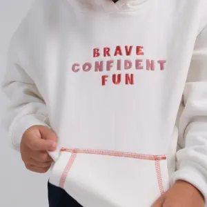 White Unisex Long-Sleeved Fleeced Hoodie