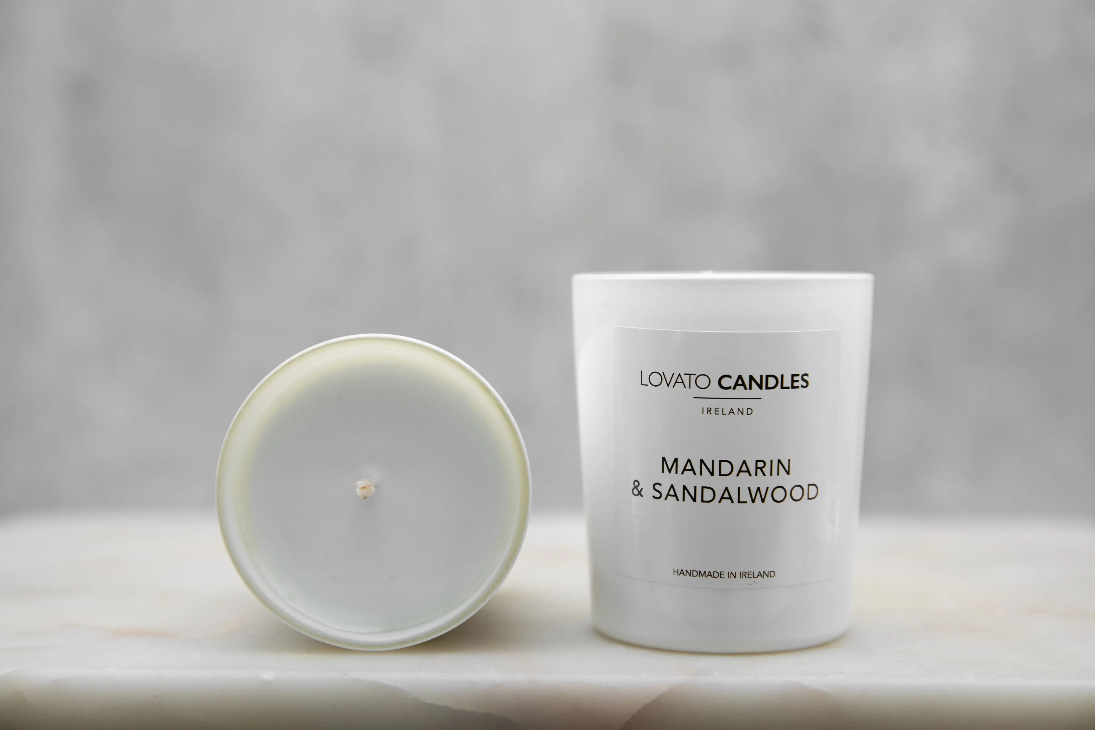 White Votive Candle - Mandarin & Sandalwood